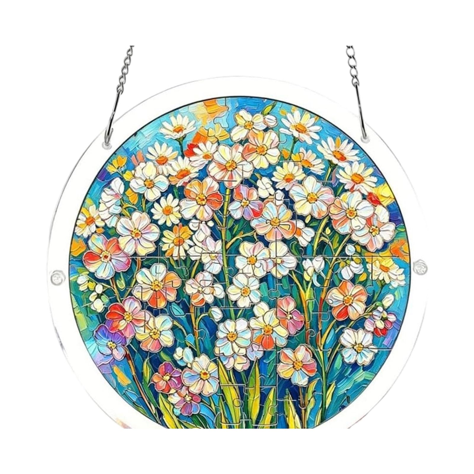 Creative Artistic Abstract Styles Solar Mobile Sun Catcher with Frame with Chain Suitable for Bedroom Living Room Wedding Artistic Sun Catcher