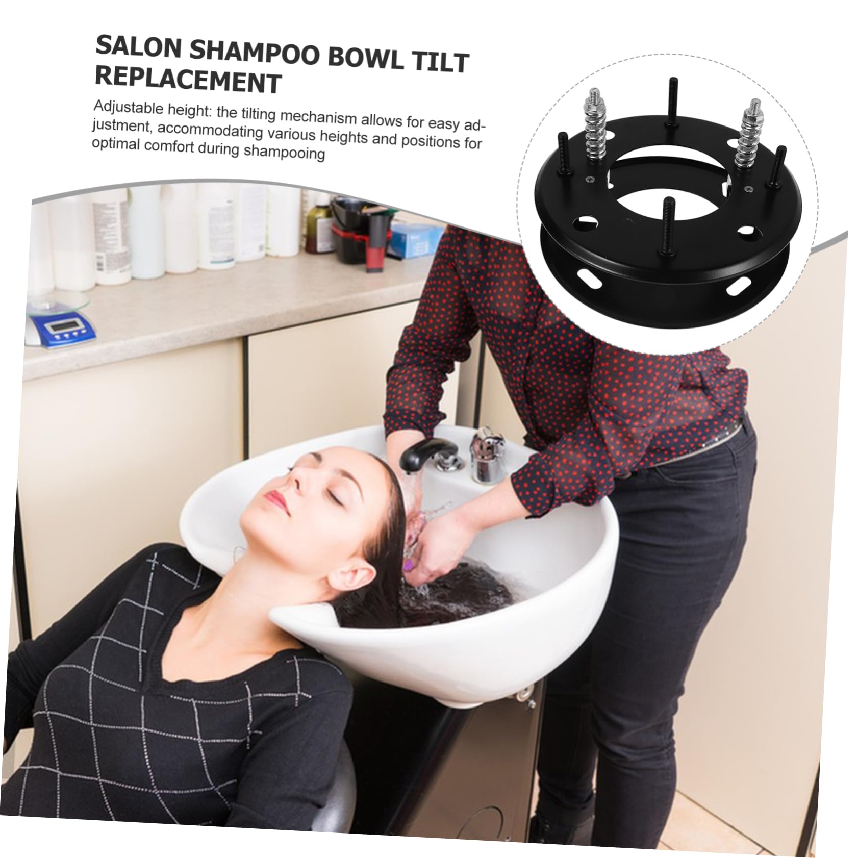 Accessoire pour Bac à Shampoing en Céramique Noir Mécanisme D'inclinaison Réglable, Caoutchouc et Plastique, Stable et Confortable pour Lit de Shampoing Couleur Aléatoire