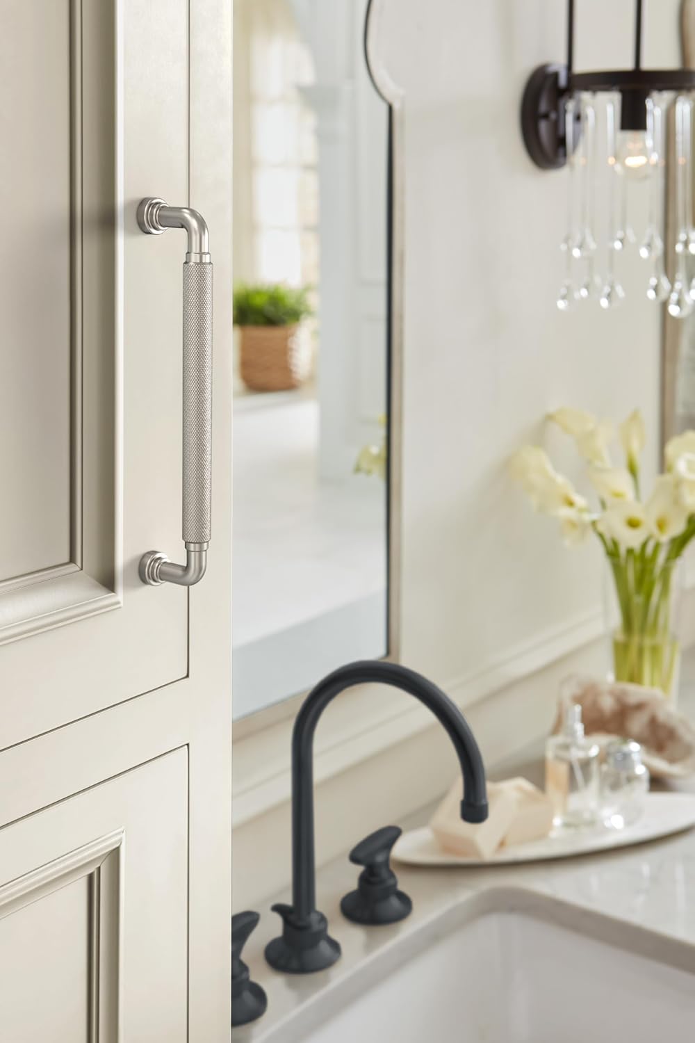 Amerock Collet 6-5/16 inch (160mm) Center-to-Center Satin Nickel Cabinet Pull, BP37684G10