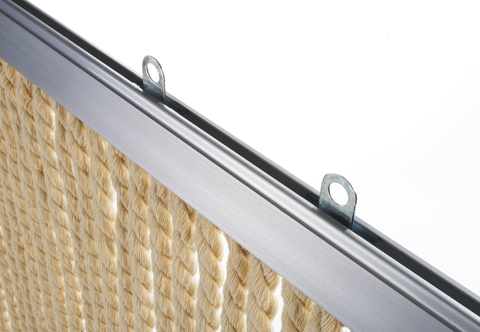 Kobolo Seilvorhang MARITIM 90x195/200cm beige, Türvorhang mit 54 Strängen je 1cm & Aluleiste, luftiger Fadenvorhang als Insektenschutz & Raumteiler, dekorativer Schnurvorhang, für Balkon und Terrasse
