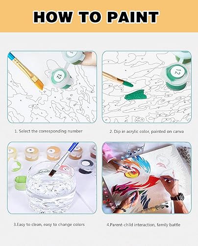 Miniatura 5 de Meothan Kit de pintura por números para adultos, 16 x 12 pulgadas, lienzo de dibujo, pintura por números, arte para principiantes, niños y adultos,