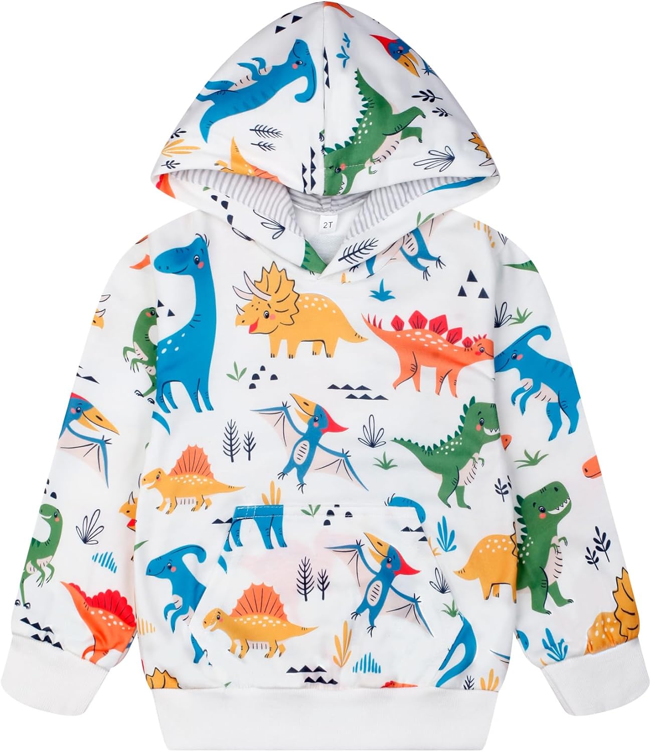RETSUGO Baby Boys Dinosaurs Hoodie Boy Girls Truck Pullover with Pocket Toddler Boy Kids Rocket Sweatshirt 2-7Years