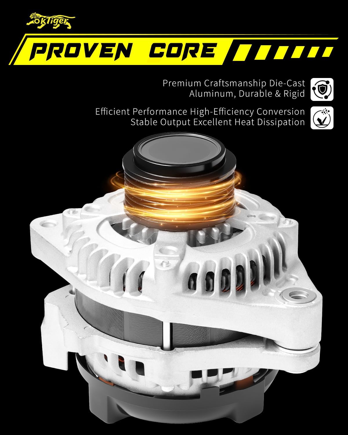 Oktiger Upgraded 3.5L Alternator for Honda Pilot 2016-2022, Odyssey 2018-2023, for Ridgeline 2017-2023, Passport 2019-2023, for Acura Mdx, V6 12V 155A CW 6-Groove Clutch Pulley, OE 31100-5J6-A01
