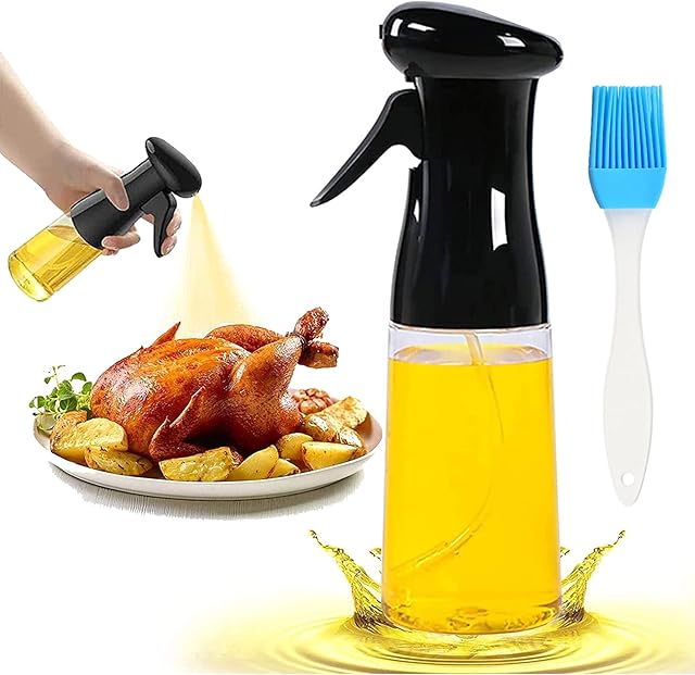 Olive Oil Sprayer, Oil Spray for Cooking, 210 ml Oil Spray Bottle, Portable Reusable Oil Spray Bottles Food Grade for Cooking, BBQ, Grilling, Salads