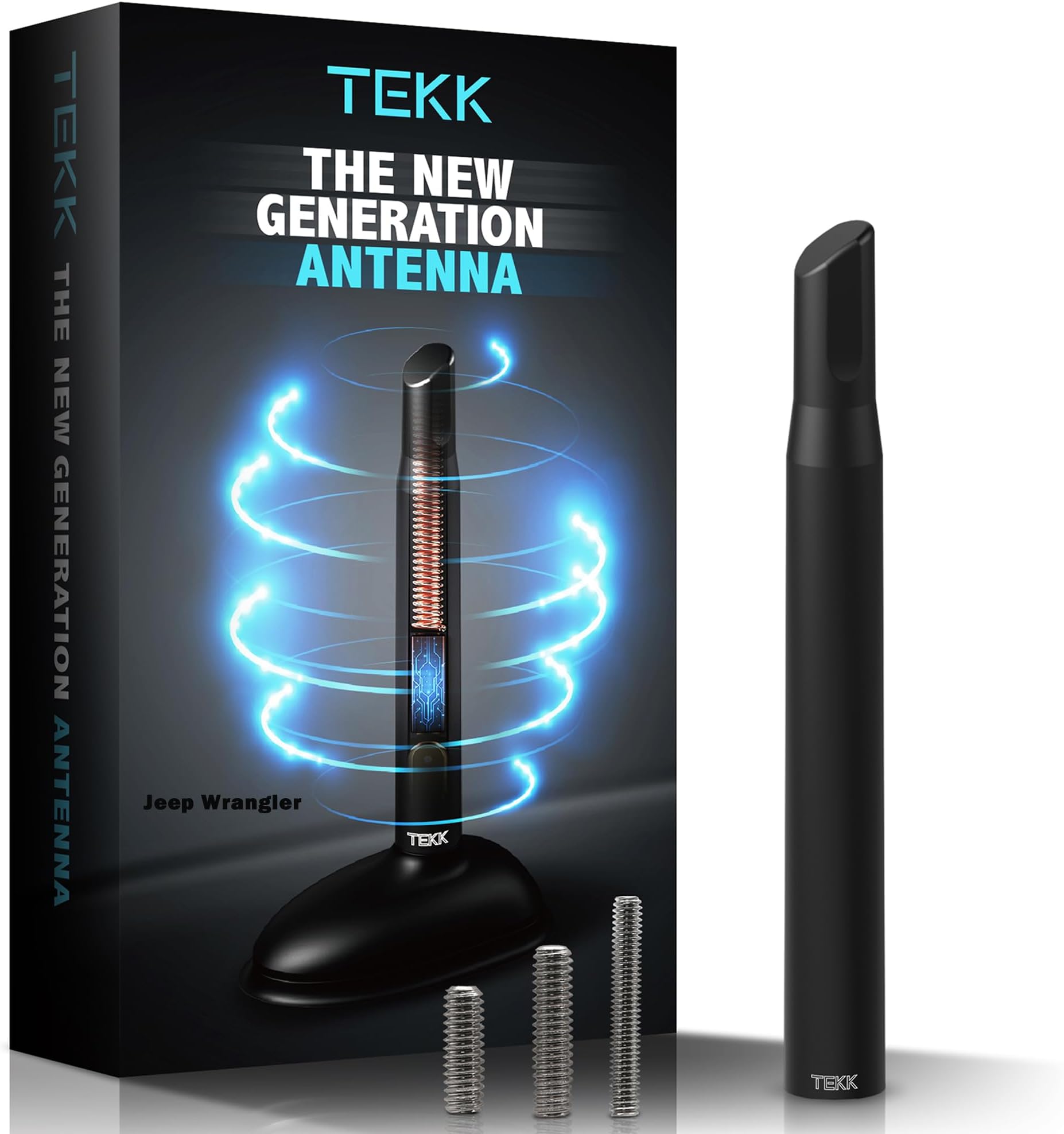 Tekk Short Antenna Compatible with 1987-2006 Jeep Wrangler/Designed for Optimized FM/AM Reception / 4.8 Inches