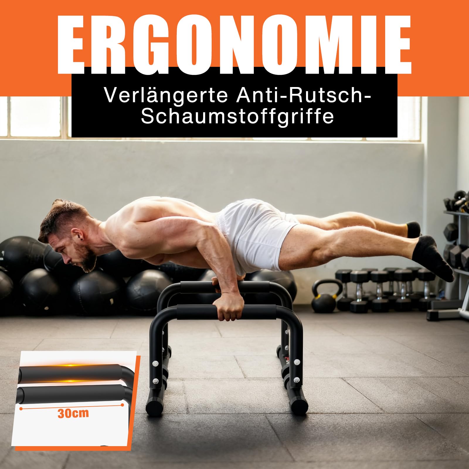 DH FitLife Verstellbare Bars (30-35cm) für Calisthenics | 2 Stufige Liegestützgriffe & Parallettes | 200kg Calisthenics Push Up Bars | Dip Stange für Fitness & Sport | Indoor&Outdoor