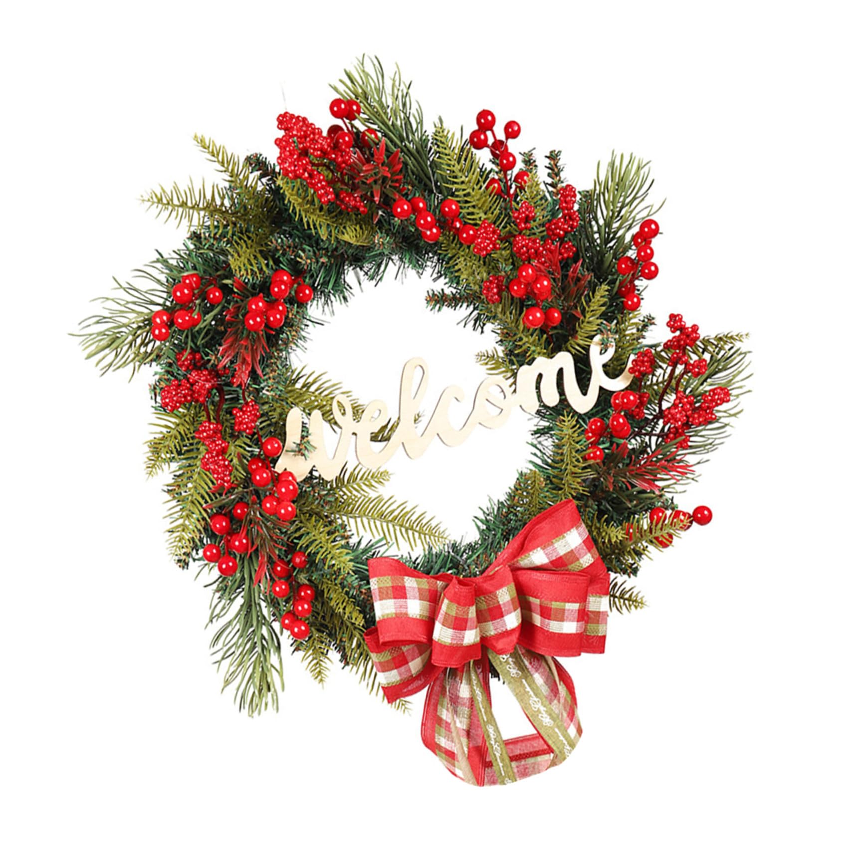 Guirnalda Navideña Brillante de Bayas Navideñas Colgante para Puerta o Pared Guirnalda Luminosa Decorativa para Decoración de Invierno