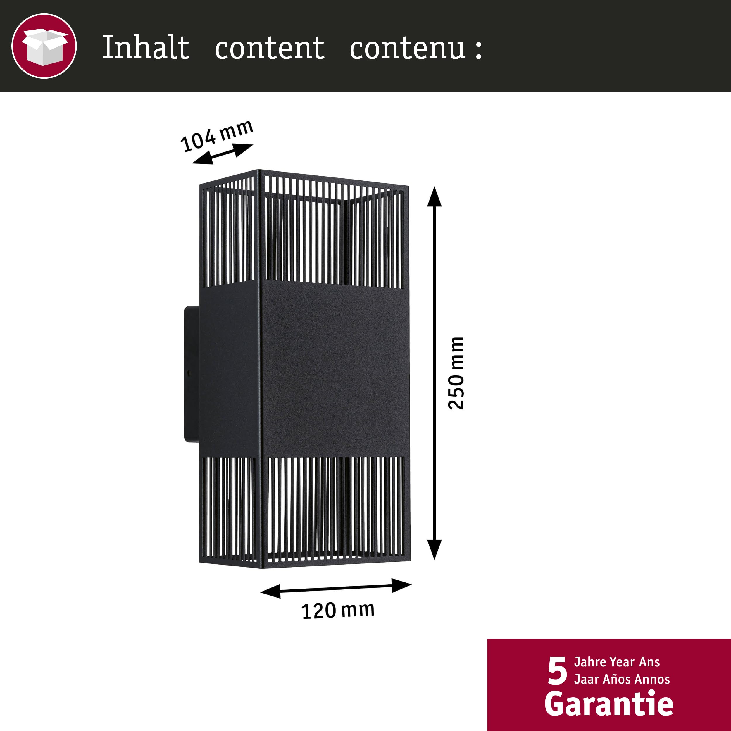 Paulmann 71251 LED Wandleuchte Tharin IP44 3000K 120x104mm 2x3,7W Schwarz