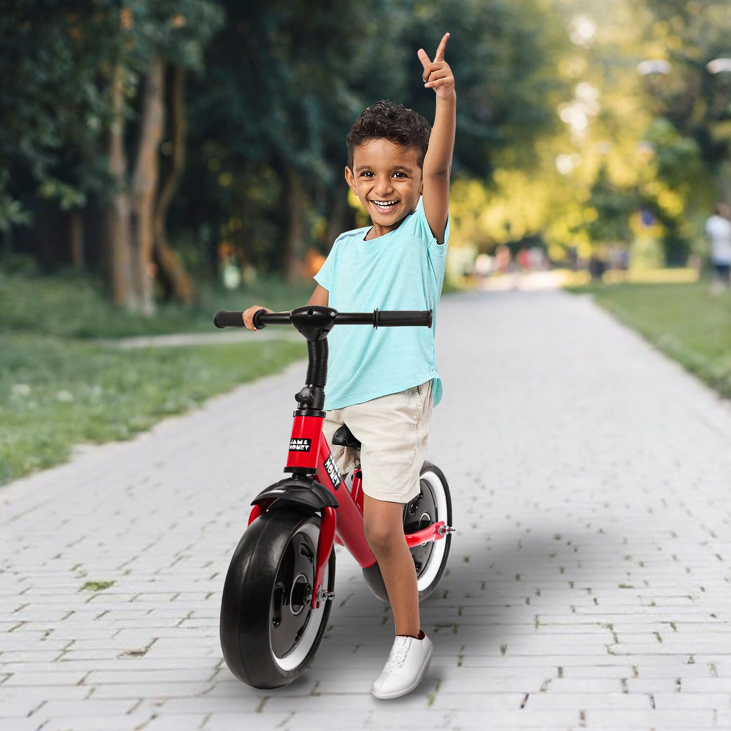 Amazon Brand - Jam & Honey Kids Lightweight Pedal Free Balance Cycle | Safe, Durable, and Made in India | Suitable for Girls and Boys 2-4 Years | BIS Certified (Red) | 12 Inch - Image 2 thumbnail