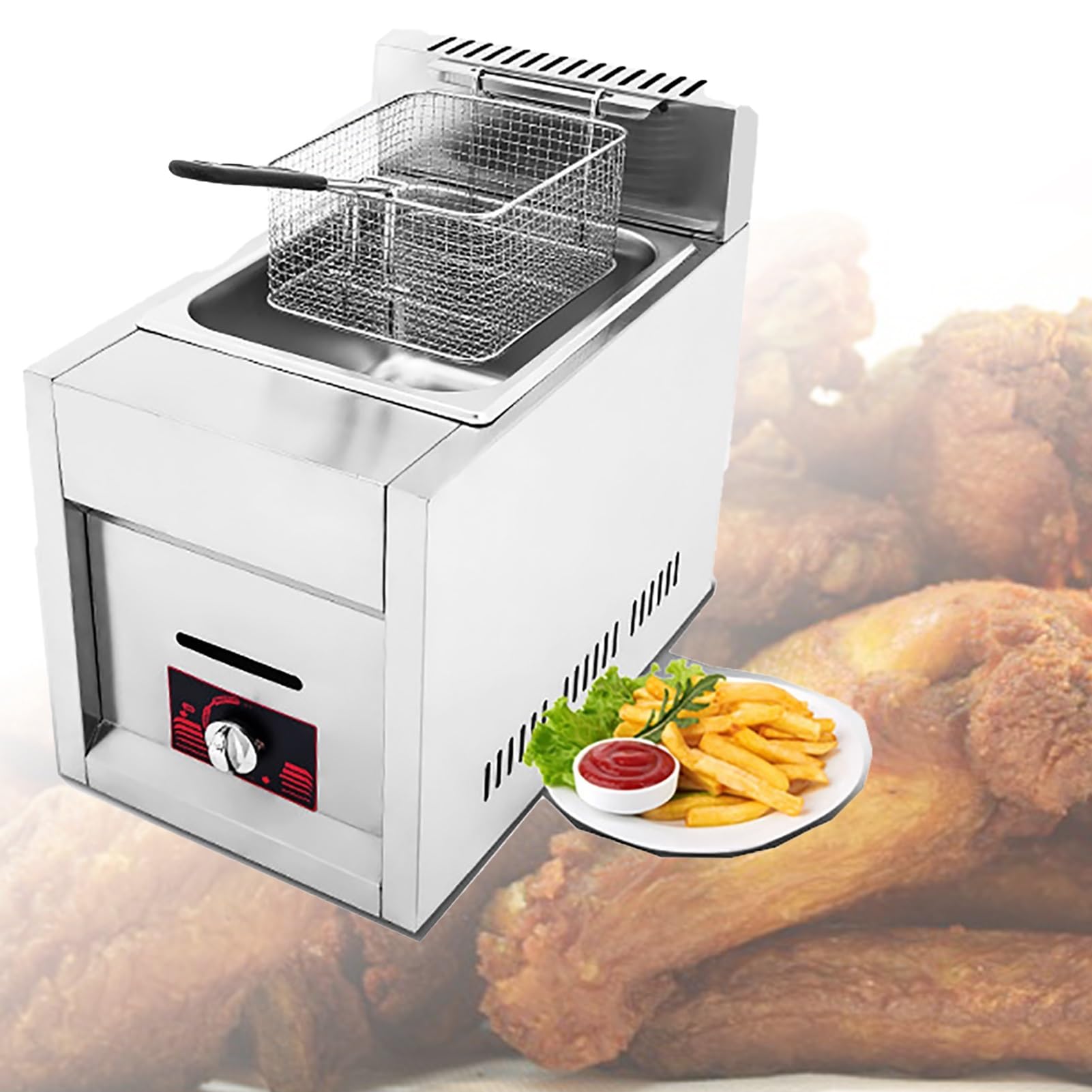 Friteuse à gaz GPL en acier inoxydable pour restaurant et cuisine