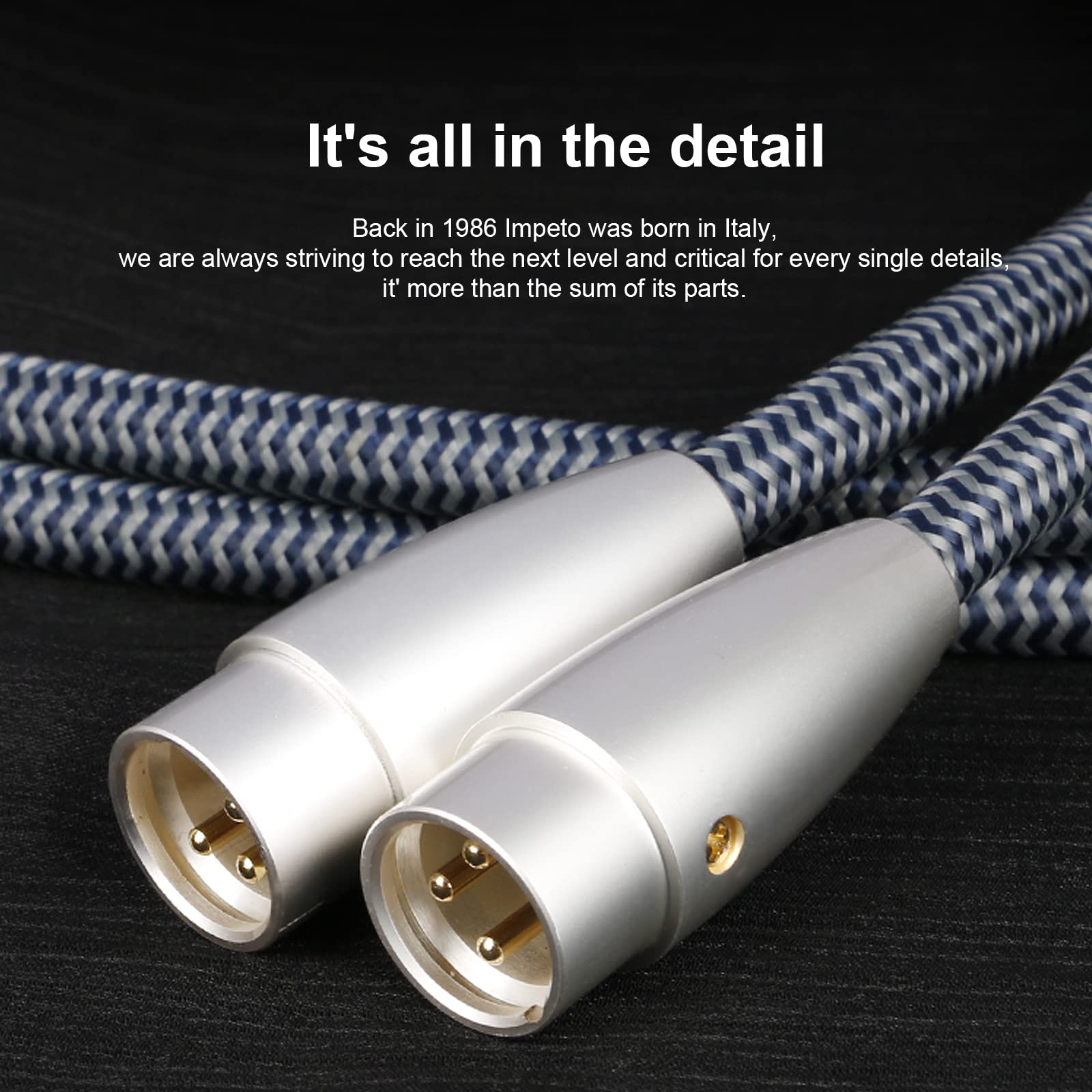 Impeto high end Audiophile XLR Kabel, hifi Mikrofonkabel, 3-Pin XLR Stecker auf Buchse Mikrofonkabel für Mikrofon, Verstärker, CD-Spieler,Mischpult, Lautsprecher - [1m,2Pack]