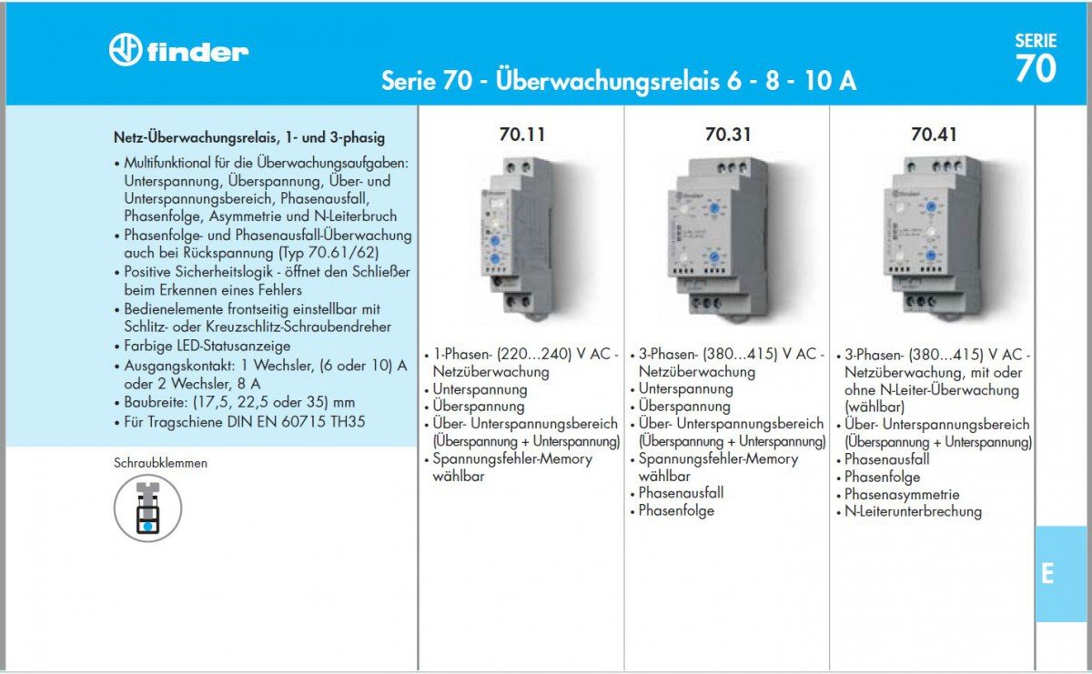 Finder Serie 70 - Relè controllo livello