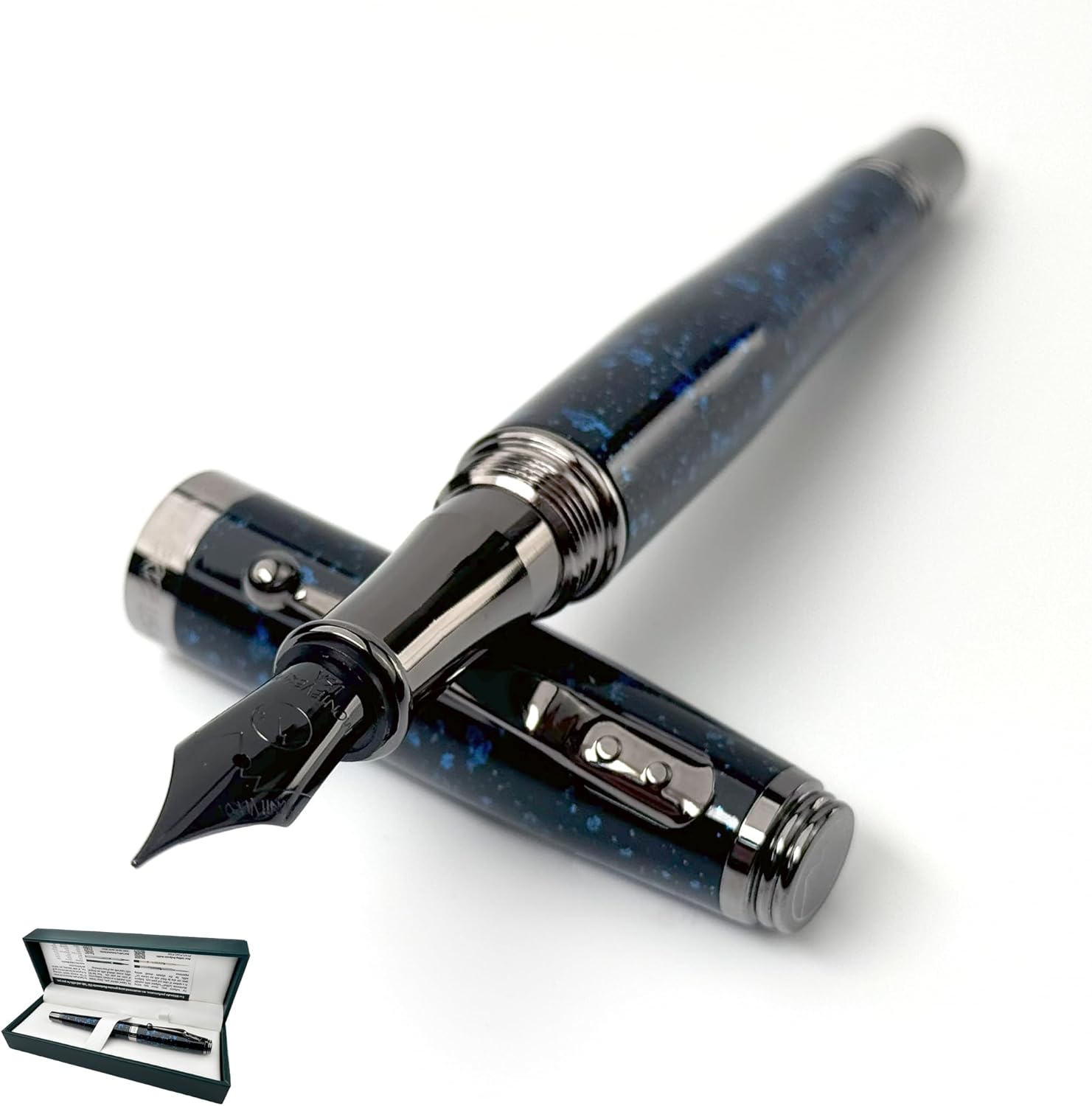 Monteverde Invincia Vega Starlight Blue Fountain Pen - Extra Fine Nib, Artistic Design, Precision Writing Instrument