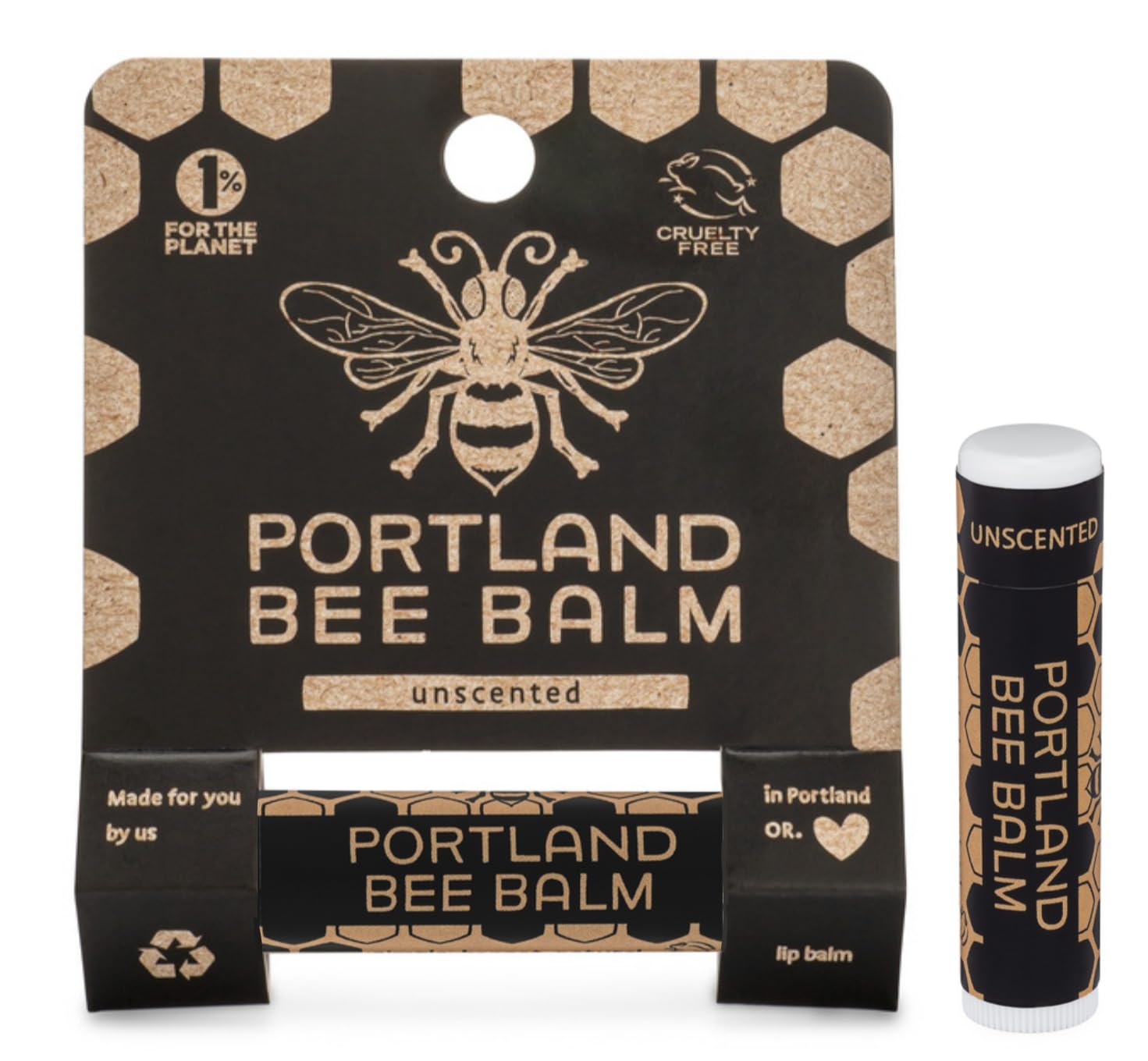 Portland Bee Balm All Natural Handmade Beeswax Based Lip Balm, Unscented 1 Count