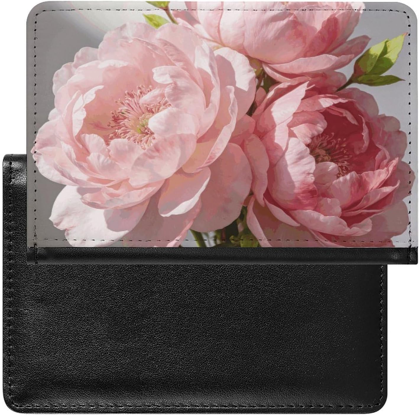 Personalized Pink Flowers Passport Holder Waterproof Passport Protector for Travel Essentials Classic Passport Wallet with Slots PU Leather Passport Cover Holder