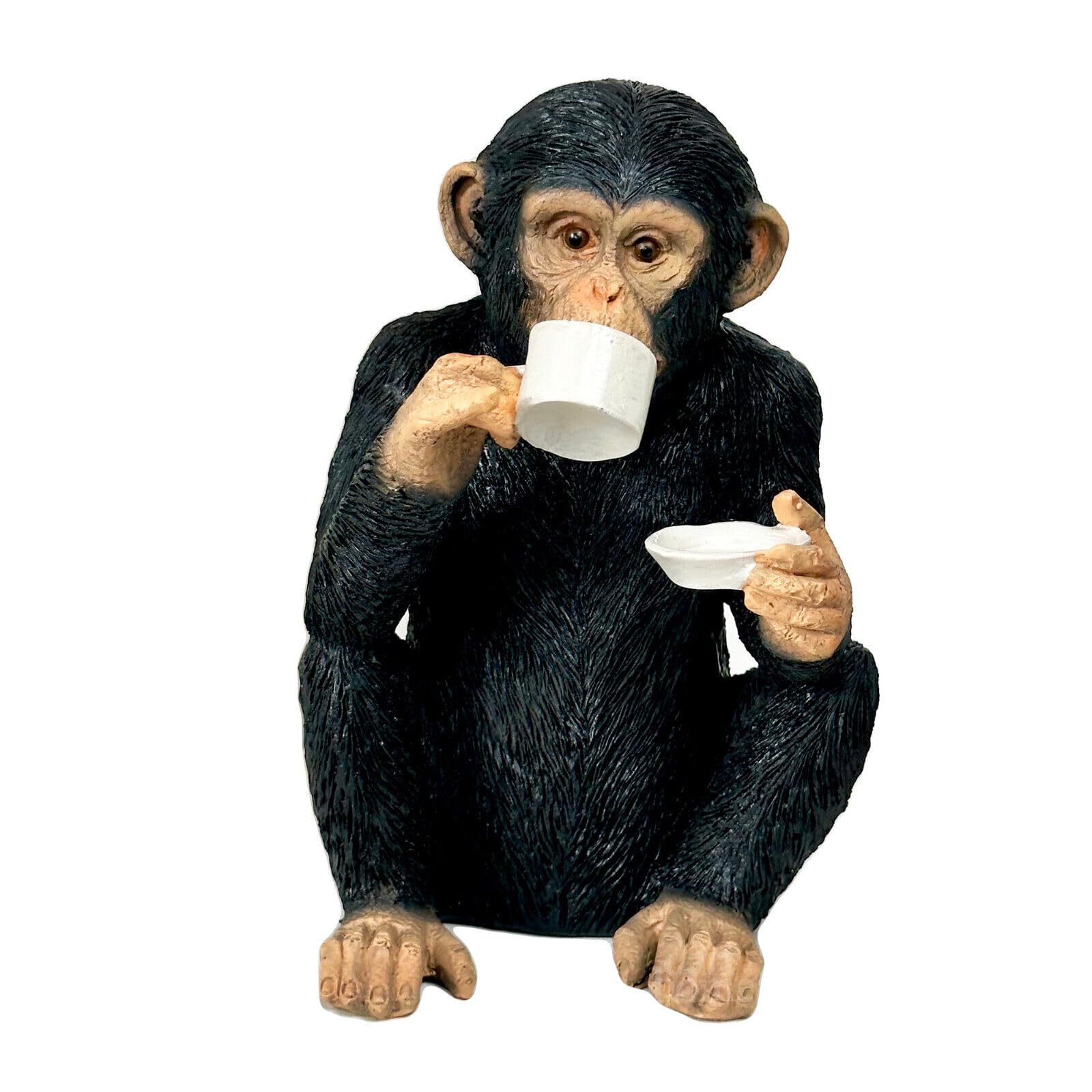 Darthome Sophisticated Monkey Ornament Black Resin Tea Drinking Chimp Novelty Figurine