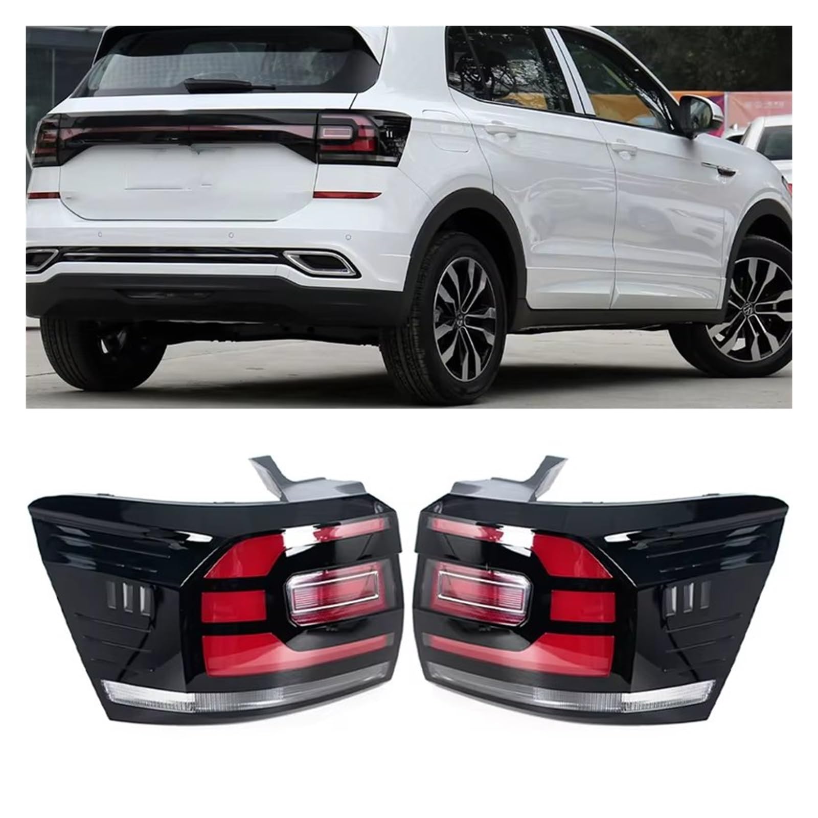 Fanale Posteriore Auto per Tacqua Luce Stop Posteriore | Per T-Cross 2020 2021 Fanale posteriore a LED Lampada freno Parcheggio(Sinistra)