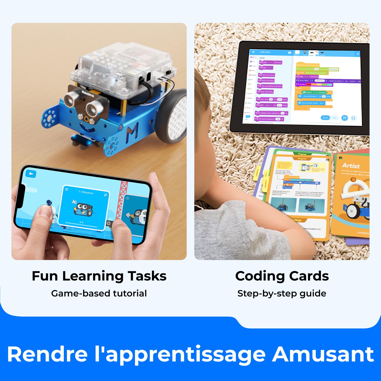 Makeblock mBot Robot Programmable Enfant, Robots Électroniques pour Enfants Apprenez à Coder avec Scratch et Arduino, Jouet pour Enfant 8 Ans+