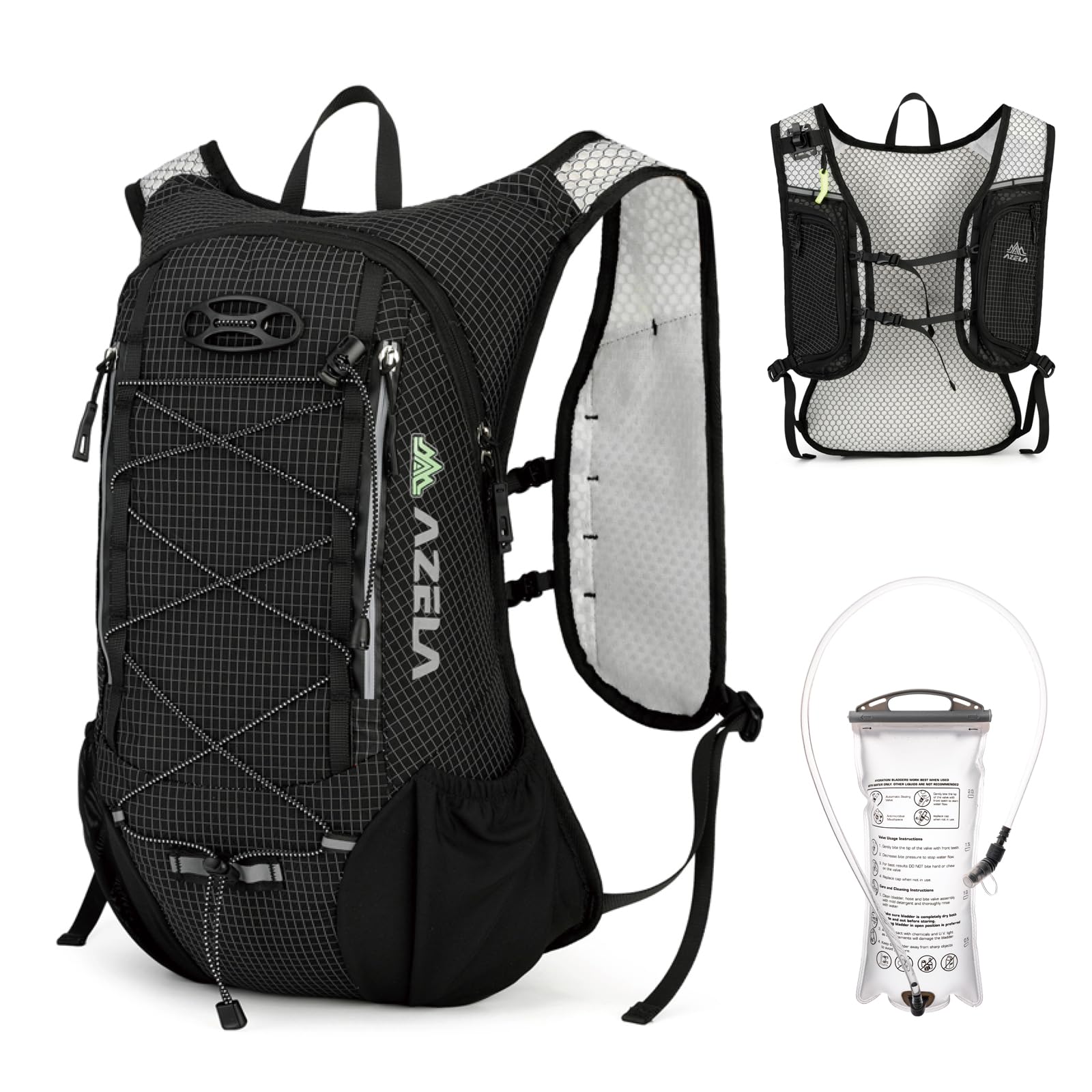 TRIWONDER Running Vest Lightweight Hydration Backpack for Men Women Hiking Cycling (Black Vest with 2L Water Bladder)