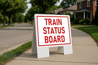 Train Status Board Red Folding Coroplast A-Frame with Double-Sided 23in x23in