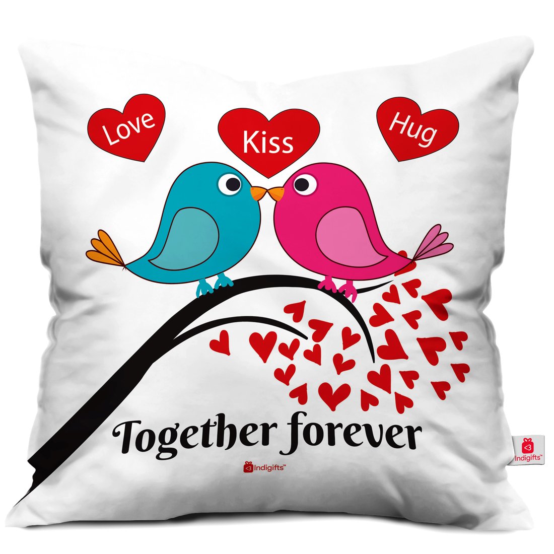 Indigifts Valentine Day Gift Love Quote Printed White Cushion Cover 12x12 inches with Filler - Valentine Gifts for Girlfriend Boyfriend, Birthday Gift for Husband Wife, Love Gifts