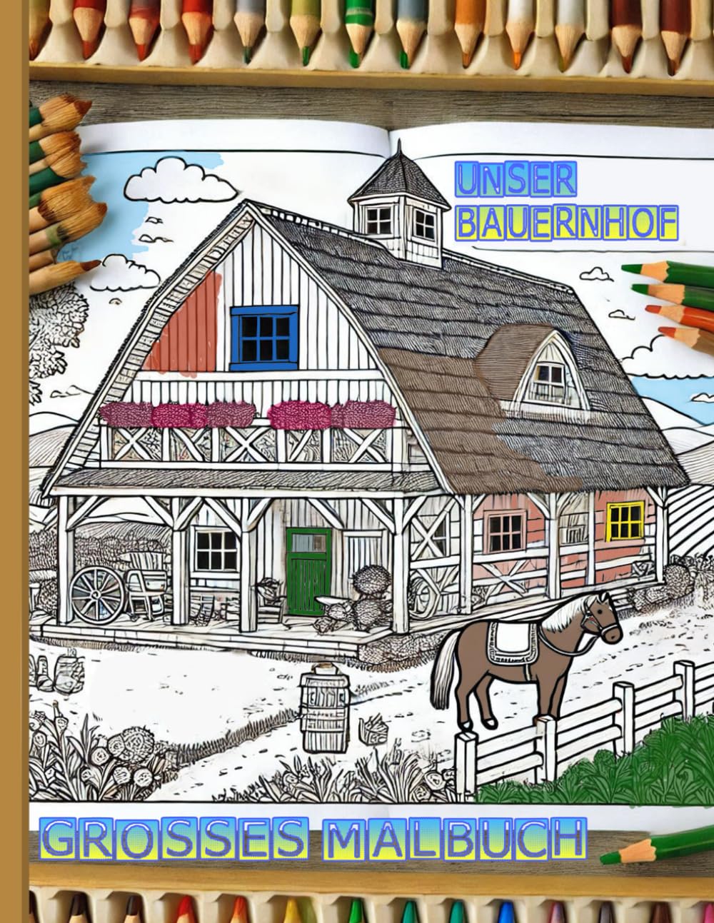 Kindermalbuch: Bauernhof und Tiere