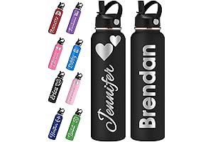 Personalized Engraved Custom Water Bottle with Straw Lid