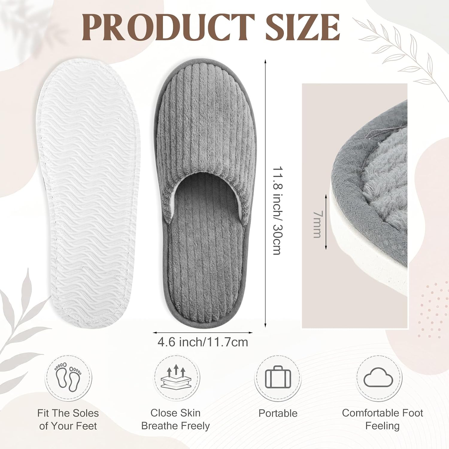 Hercicy 24 Pairs Disposable Slippers Bulk Hotel Slippers for Guests Non Slip Reusable House Spa Slipper Coral Fleece Closed Toe Indoor for Home Wedding Travel Party Guests Men Women