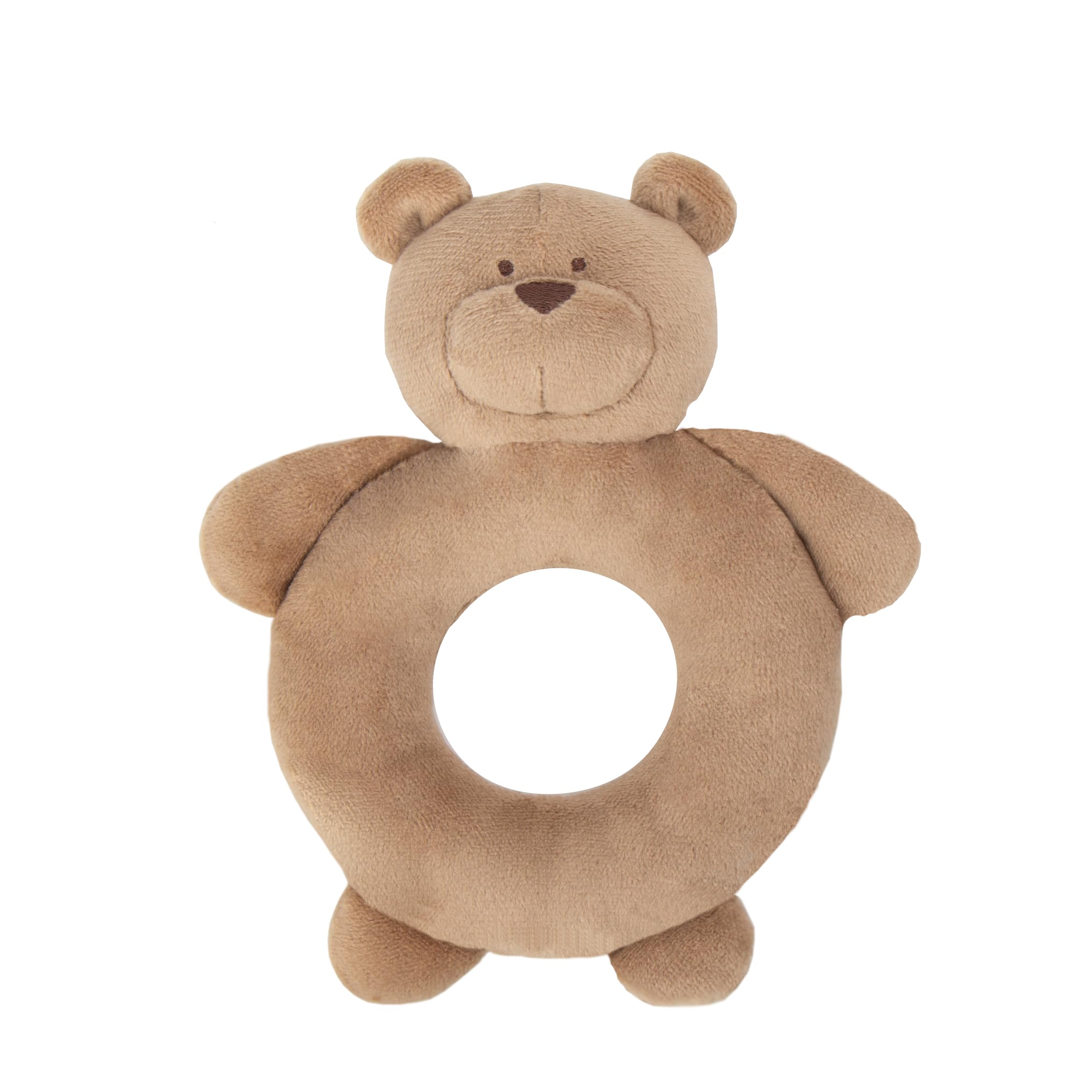 DEIGO Baby Ring Rattle Bear Brown Soft Donut Shape Safe Toy Baby Shower