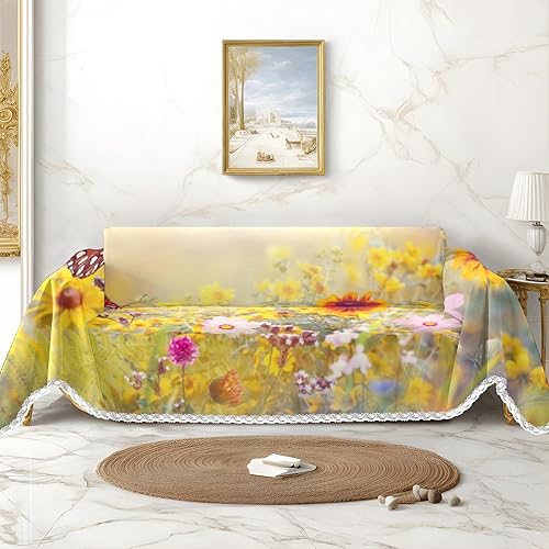 Vista 26 de Funda de sofá con estampado floral, fundas de sofá resistentes a las manchas, protector universal de muebles
