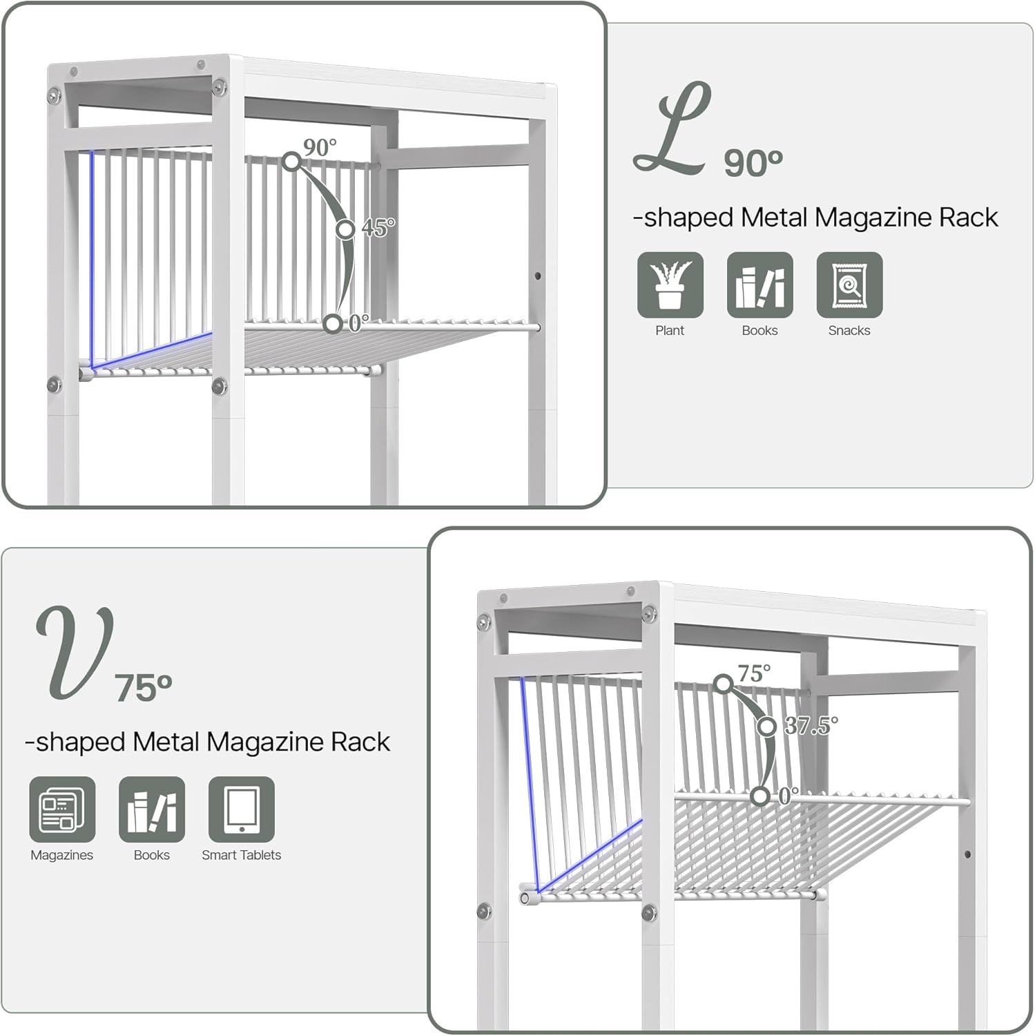 End Table for Small Space, 3-Tier Narrow Side Table with Magazine Holder,Small Nightstand, Skinny Snack Couch Table in Living Room, Bedroom Study and Balcony (White)