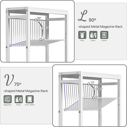 Miniatura 7 de Mesa auxiliar para espacio pequeño, mesa auxiliar estrecha de 3 niveles con soporte para revistas, mesita de noche pequeña, mesa de sofá delgada