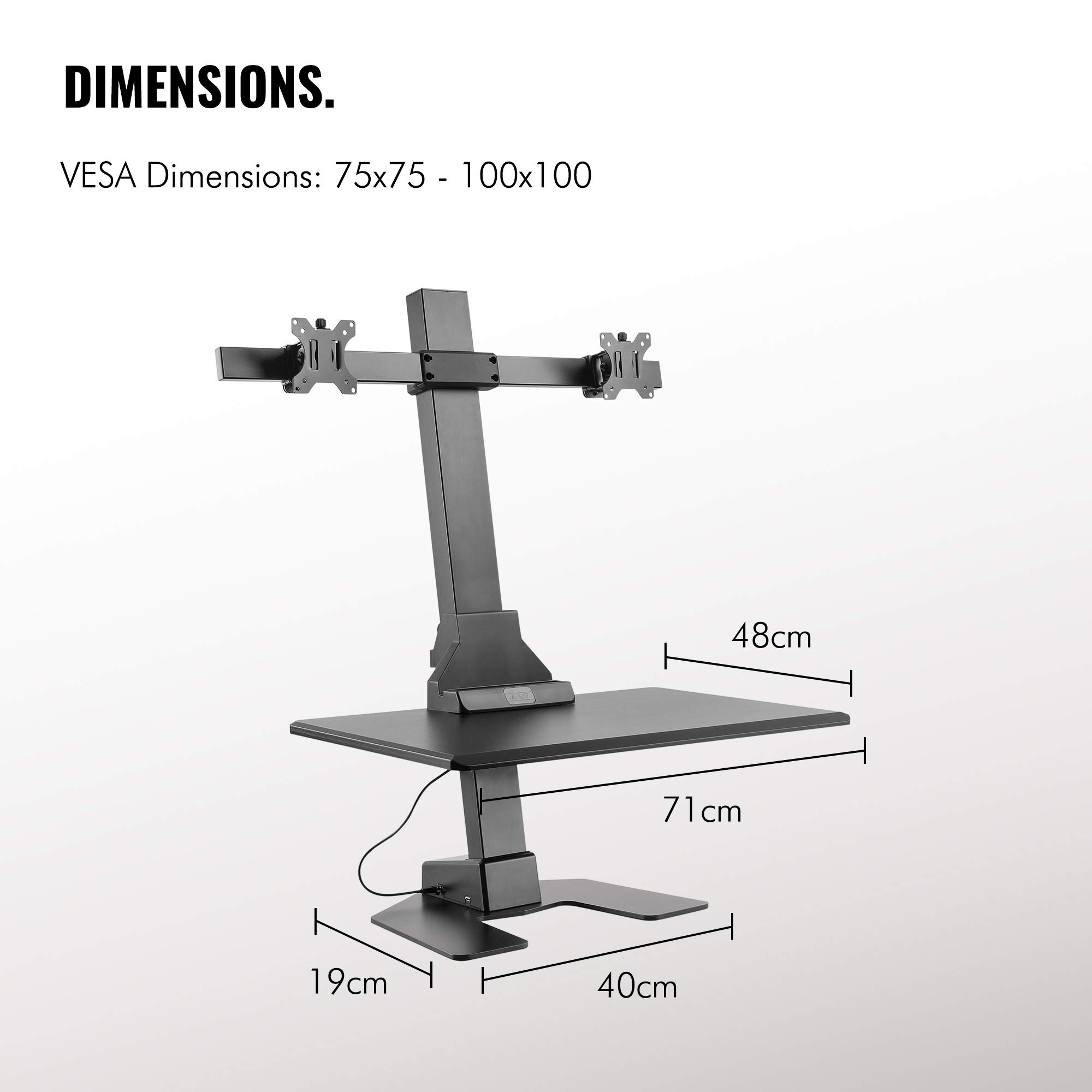VonHaus Electric Sit Stand Desk Workstation Motorised Double Monitor