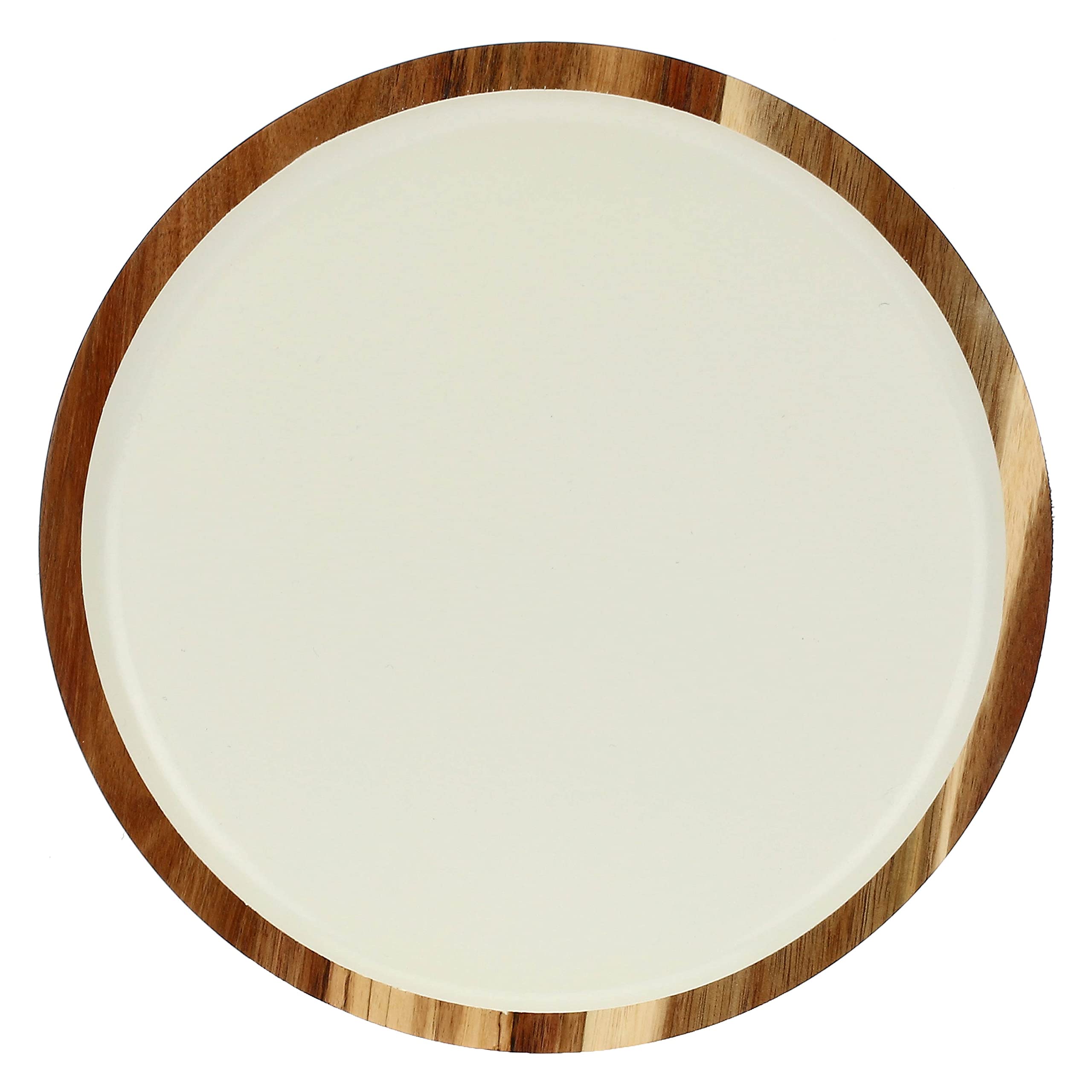 THUN LA PORCELLANA Bianca-Round Tray 25.5 x 25.5 x 1.8 cm Libeccio, White Brown
