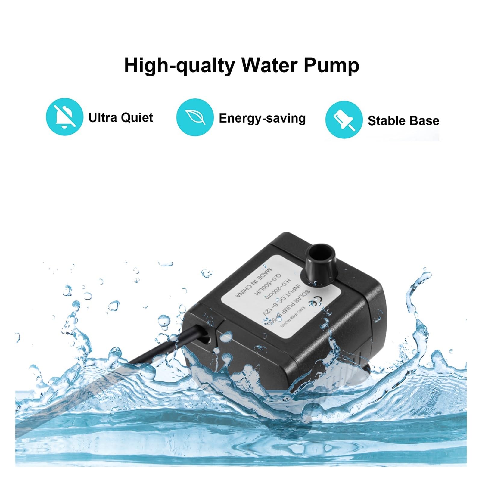 Bomba de Agua Solar, Fuente de agua con panel solar for piscina, estanque, jardín, aspersor con bomba y cabezales