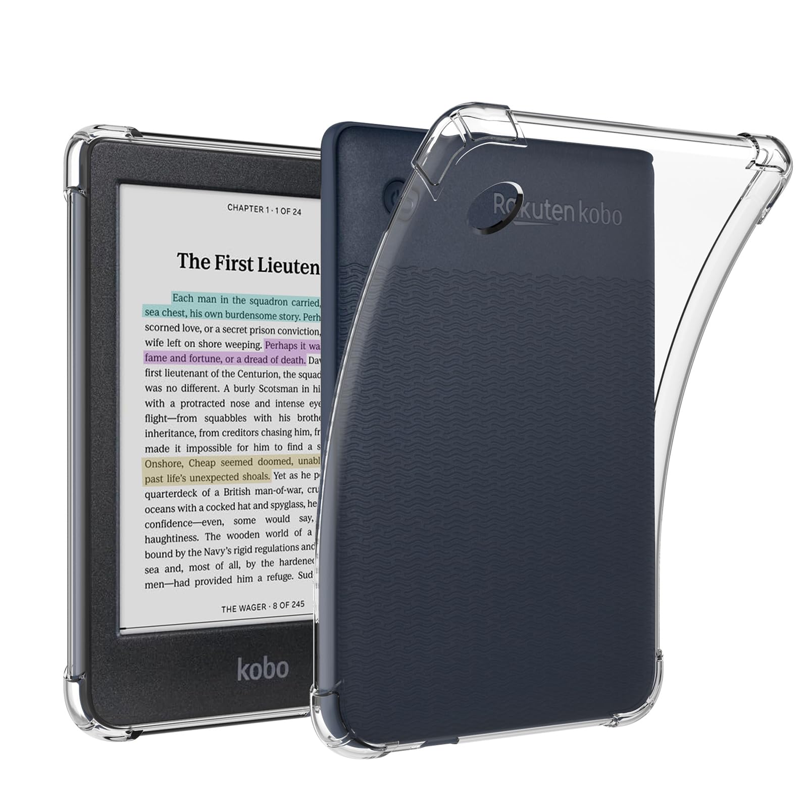 Tenano Clear Case for Kobo Clara Colour/BW/2E, 6" Lightweight Scratch-Proof Silicone Back Cover, Clear