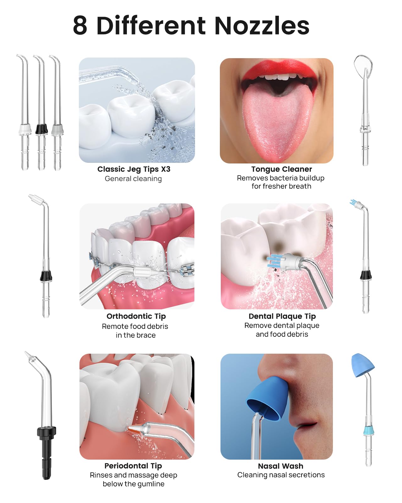 Apiker Water Flosser 10 Pressure - Düsen 8 Düsen - 600 Ml IPX7 - Tartar - View #9