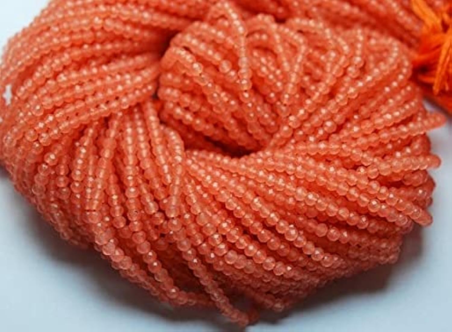 Chalcédoine orange fanta perles rondelles 3mm pierre naturelle facettée en fil 13''