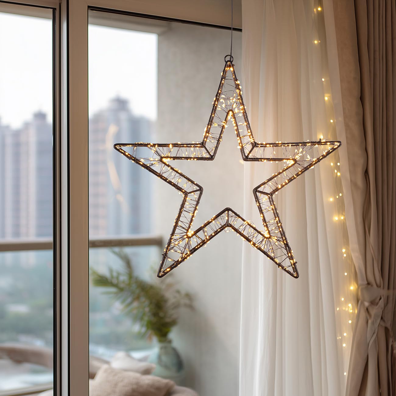 Lunartec Stern: 3D-LED-Lichterstern, Firework-Effekt, 1.440 LEDs, warmweiß, IP44, 50cm (Weihnachtssterne, Weihnachtsbeleuchtung aussen, Winter)