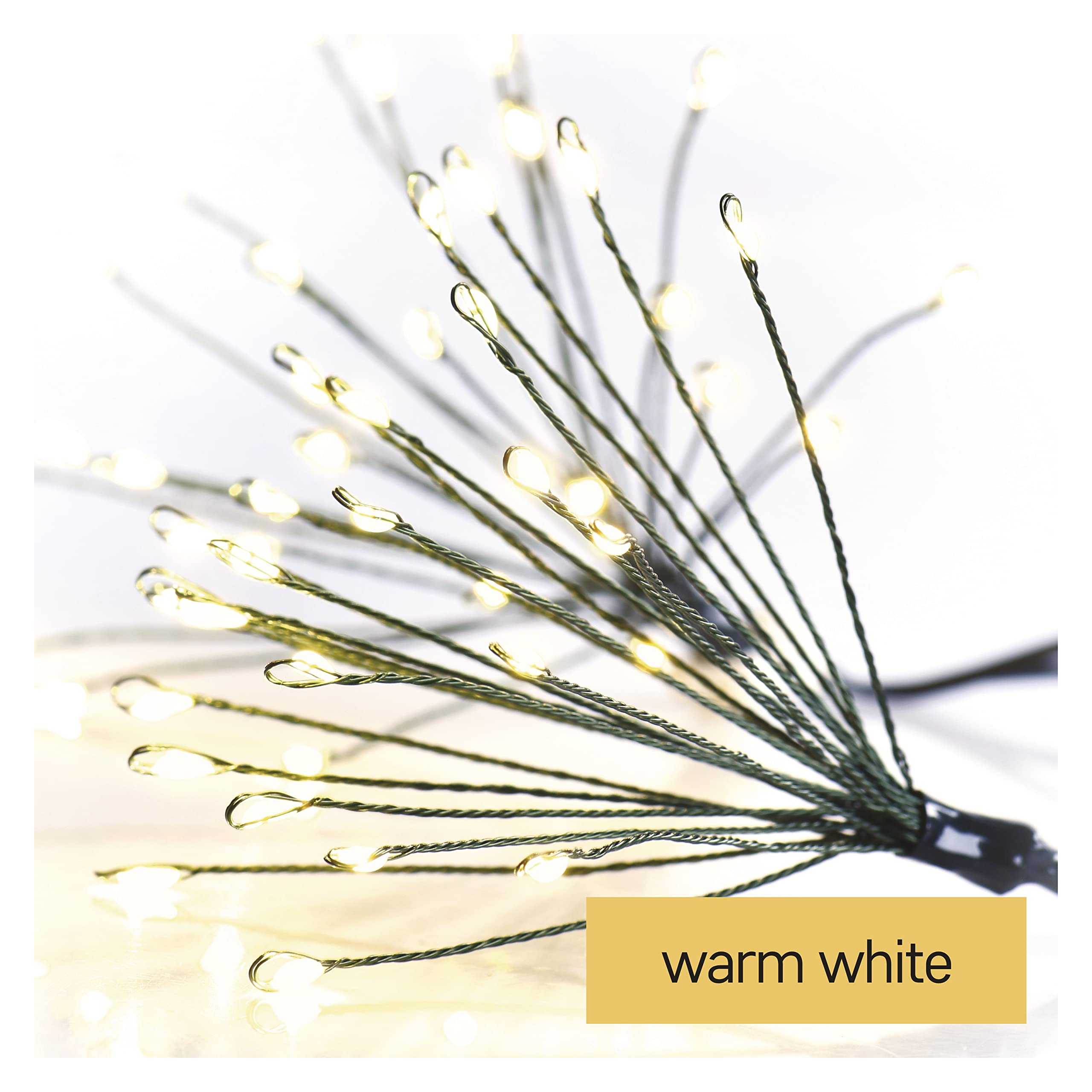 EMOS LED-Lichterkette warmweiß für Innen, 8 m lange Feuerwerk Weihnachtslichterkette NANO, 6 Stunden Timer Funktion, Netzteil und Transformator, für Partys, Weihnachten, Deko, grünes Kabel