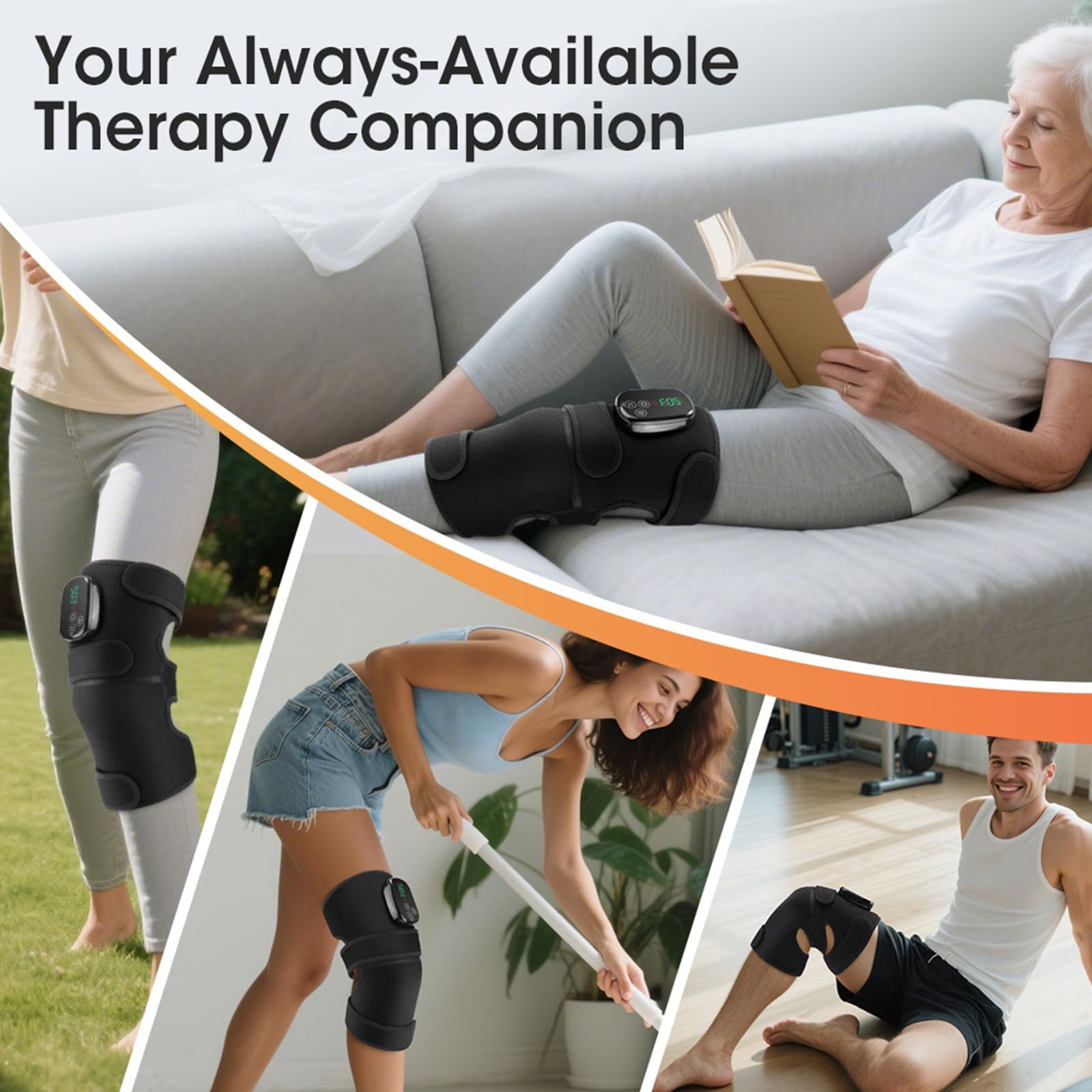 BestYiJo Masajeador de rodilla con 4 zonas de vibración, control inalámbrico recargable para rodilla/articulación/codo/hombro alivio de rigidez