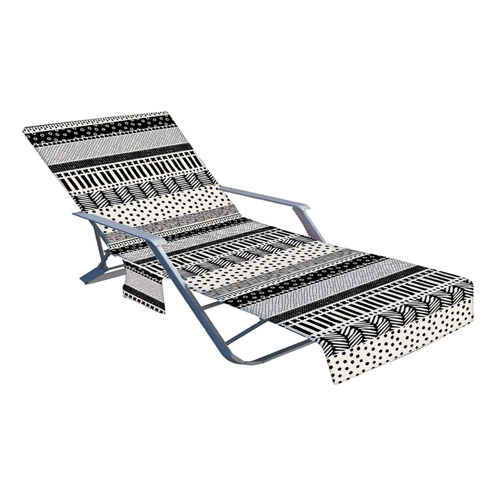 Beach Lounge Chair Towel Covers Beach Chair Cover Non-Slip Pool Sun Lounger Cover with Pockets Microfiber Beach Towel Quick-Dry Beach Chair Cover for Sunbathing