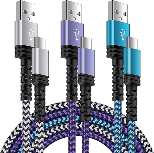 Paquete de 3 cables USB tipo C Samsung S23 de carga rápida de 6 pies USB C a USB A Android Phone C para Galaxy S24 UltraA55S23 FEA15