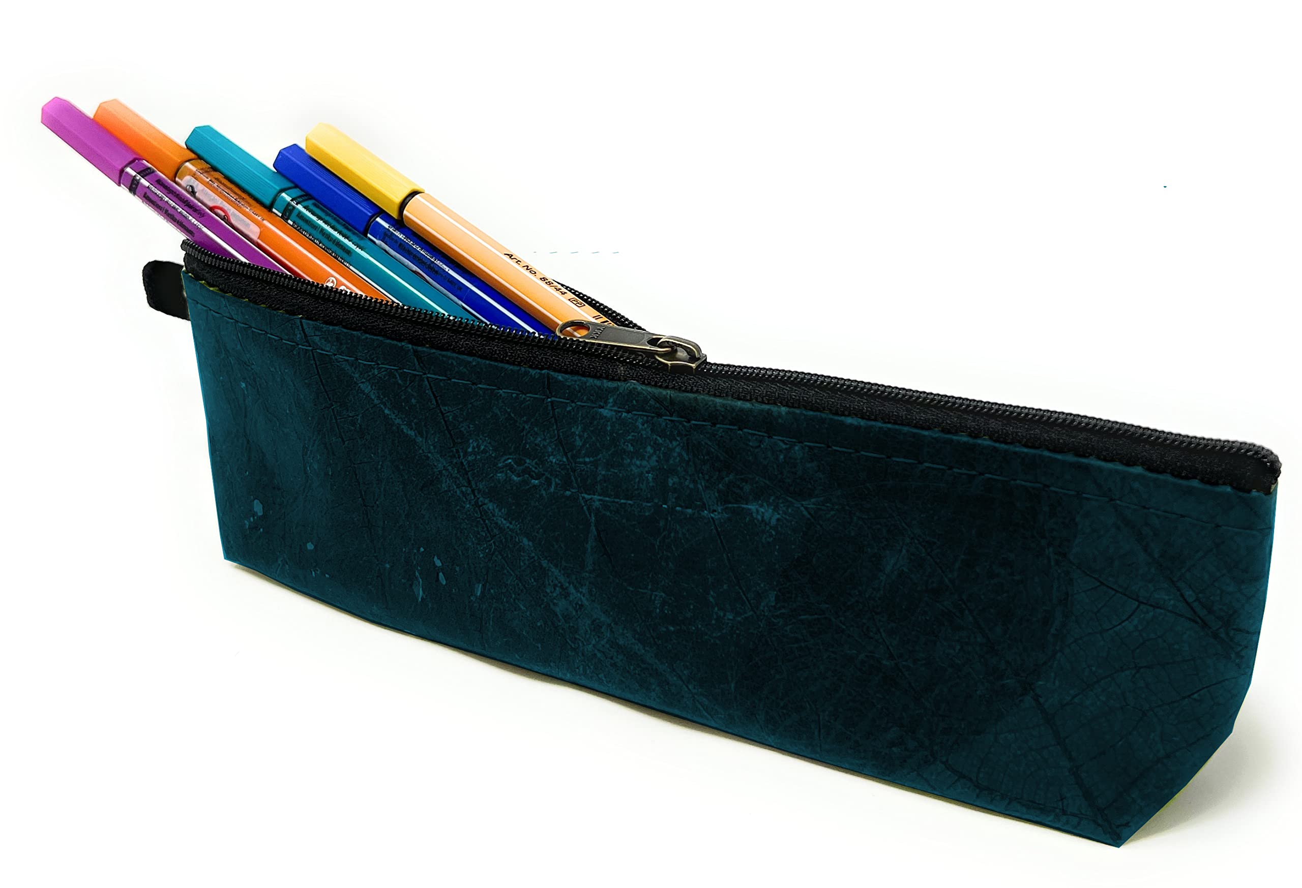 NELUHA Small Pencil Case made of Teak Leaves, Vegan Sustainable Leather Alternative, Pencil Case, Cosmetic Bag, Pen Bag - Image 4