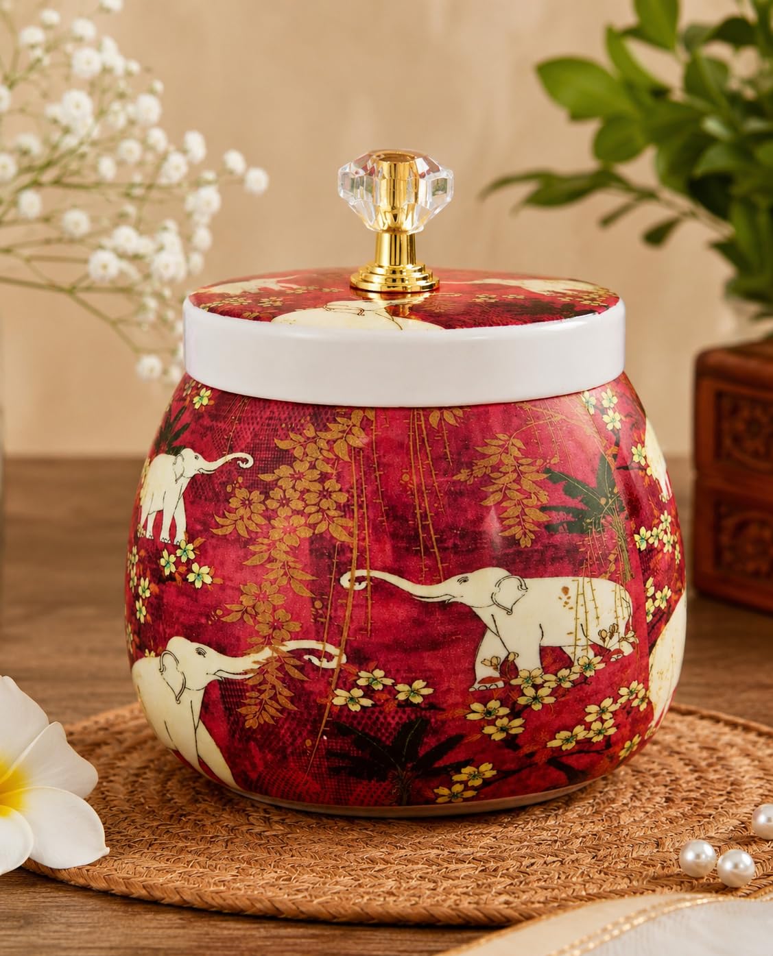 Decorative Dry Fruit Jar - Pichwai Art Storage -5 Decorative Dry Fruit Jar - Pichwai Art Storage -5