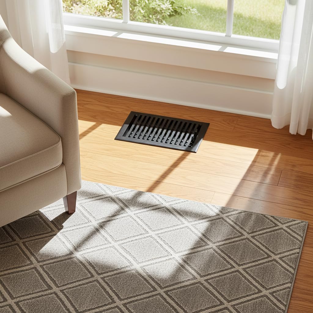 Empire Register Co. 6" x 10" Premium Vent Covers for Home Floor Only, Metal Damper Attached Floor Register, Heavy Duty Steel Walkable Floor Air Vent Covers, Register Cover Vents: Textured Black Finish