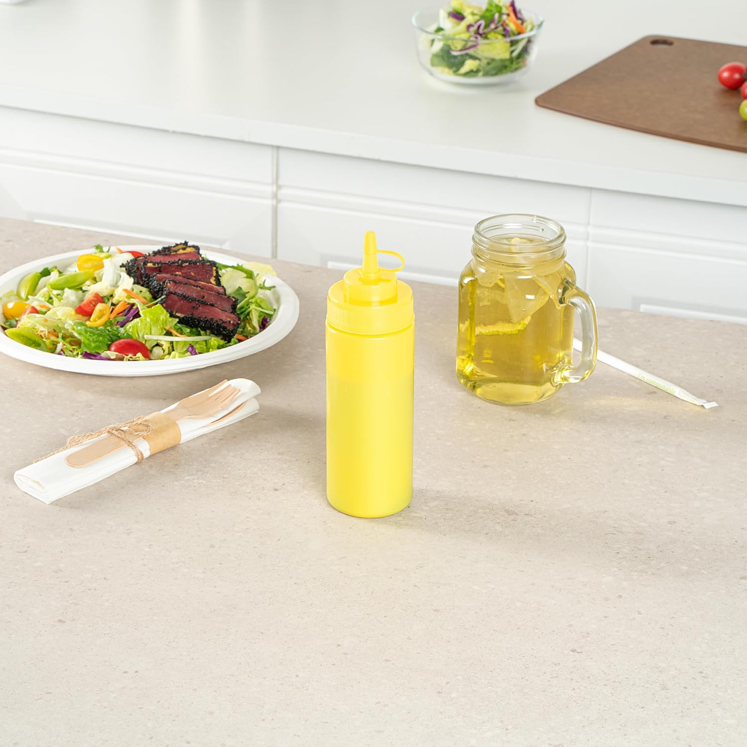Restaurantware 12 oz Yellow Plastic Squeeze Bottle