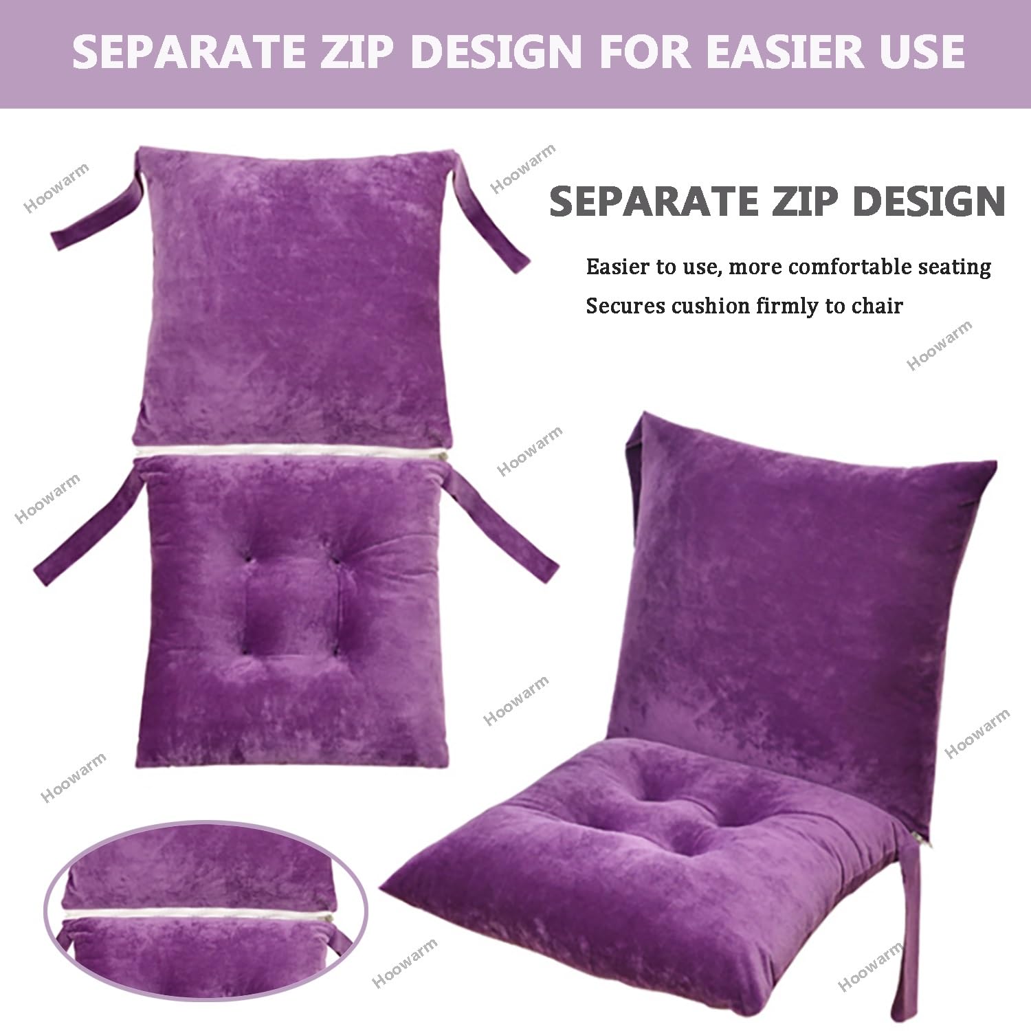 Cojines de Asiento para Sillas 40x40/45x45/50x50cm con Cintas Cojín Decorativo para Cocina Oficina Jardín Interno/Esterno (2 Piezas 45x45cm/18x18in)