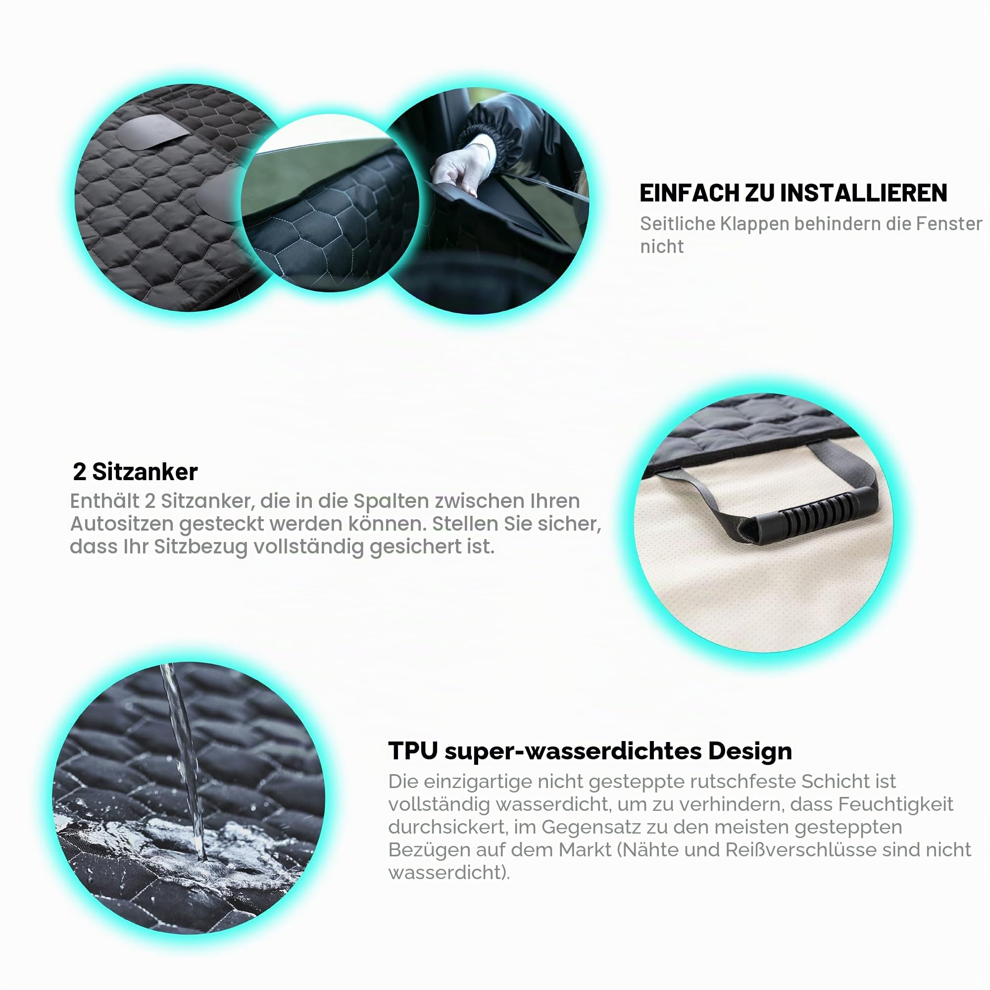 Meginc Hundesitzbezüge für Rücksitz, Autositz für Tesla Model 3, 100% wasserdichter Haustiersitzbezug schützt vor Kratzern, Schrammen, Hundehängematte mit Netzfenster & Kopfstützenschutz