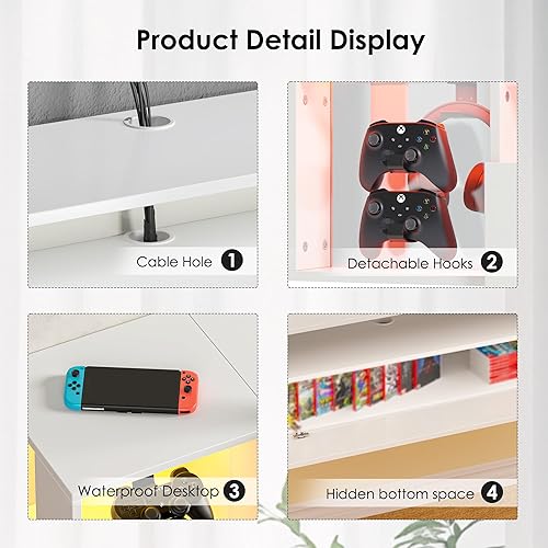 Miniatura 8 de SogesHome Soporte de TV flotante de 55 pulgadas con luces LED, centro de entretenimiento montado en la pared con 3 estantes de almacenamiento,